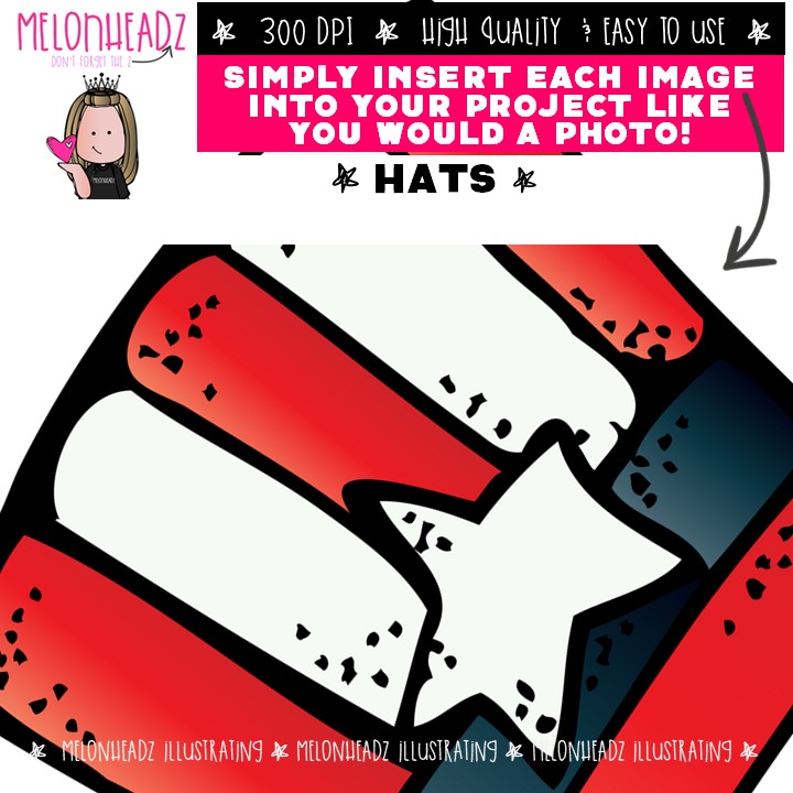 Hats clip art, chef, sombrero COLORED Version - Image 3