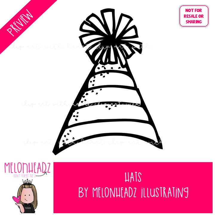 Hats clip art, chef, sombrero LINE ART and BLACK AND WHITE - Image 2