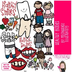 Healthy Bodies clip art Healthy Lifestyle clip art Healthy Food clip art COLORED Version