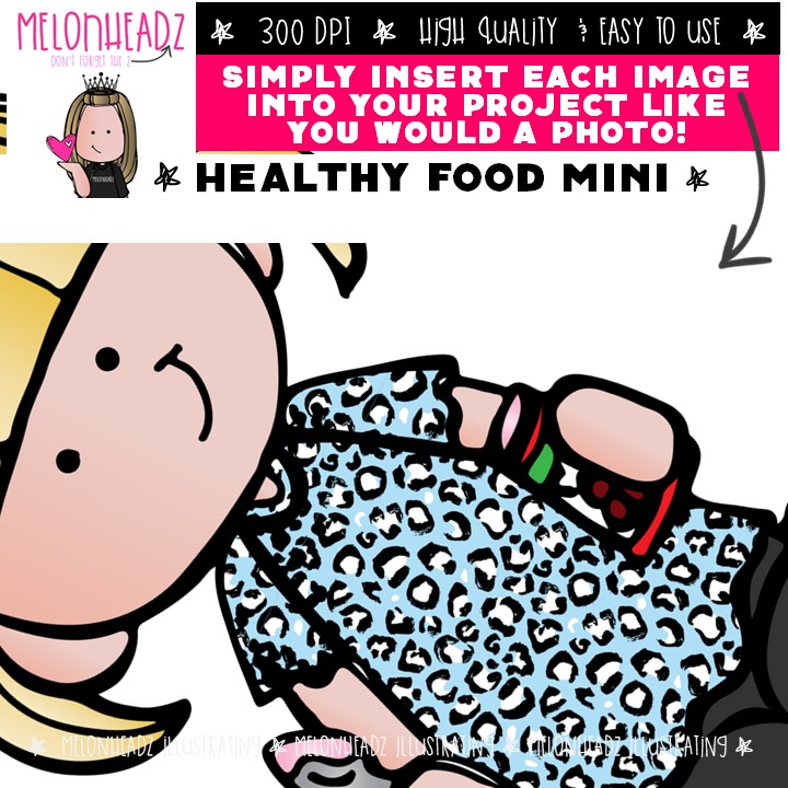 Healthy Foods clip art, clean eating, kidlettes Mini - Image 3
