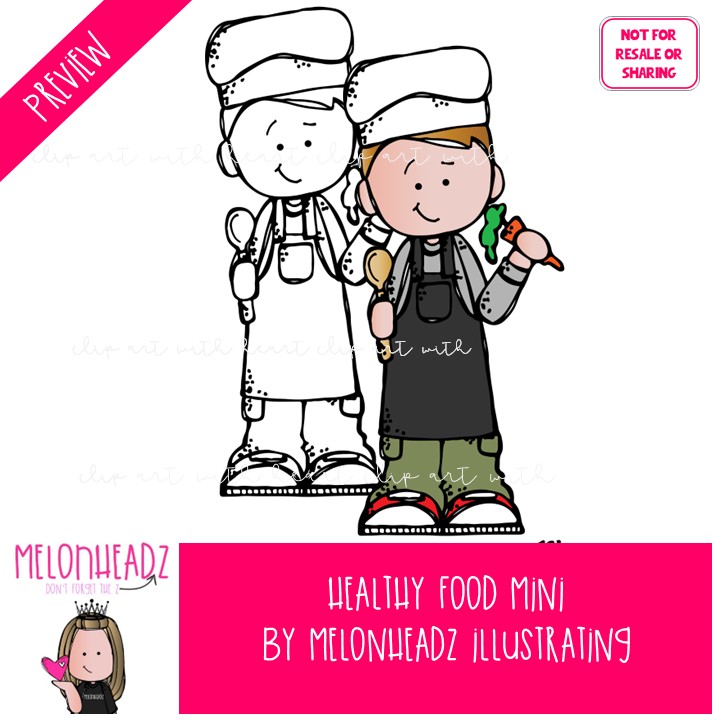Healthy Foods clip art, clean eating, kidlettes Mini - Image 2
