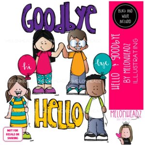 Hello and Goodbye clip art, Greetings clip art, Farewell clip art Mini