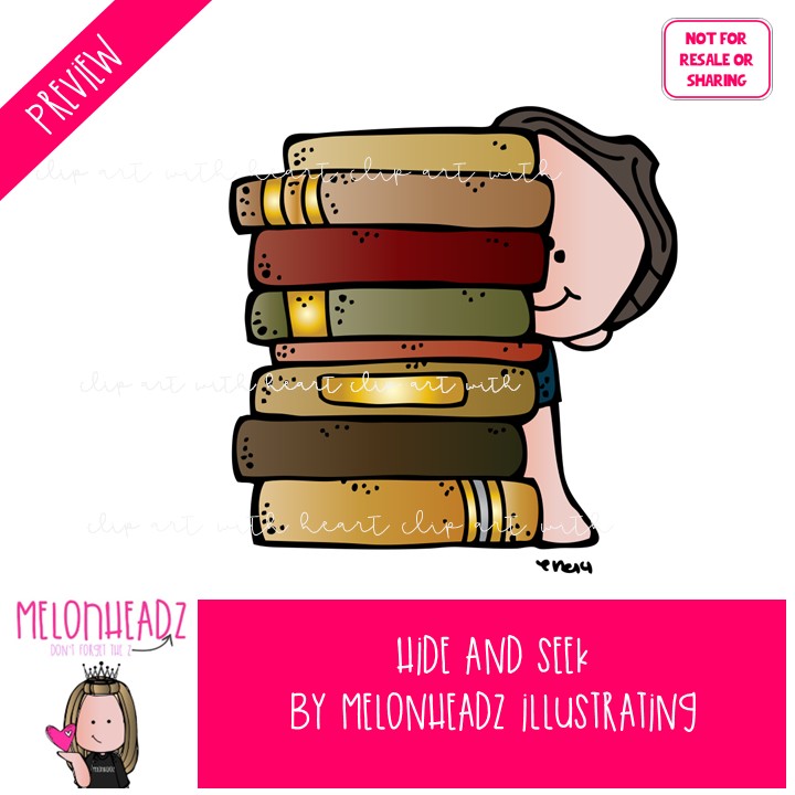 Hide and Seek clip art, play, counting COLORED Version - Image 2
