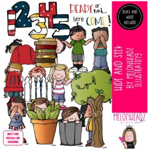 Hide and Seek clip art, play, counting COMBO PACK