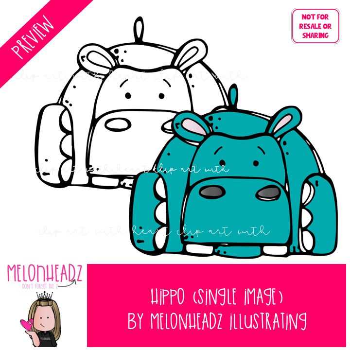 Hippo clip art, multicolored, mix and match Single Image - Image 2