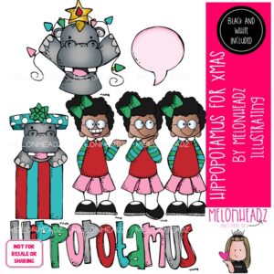 Hippopotamus for Christmas clip art Mini