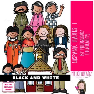 Hispanic Leaders 1 clip art, Historical Figures, Latino BLACK AND WHITE