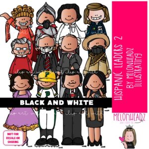 Hispanic Leaders 2 clip art, Historical Figures, Latino BLACK AND WHITE