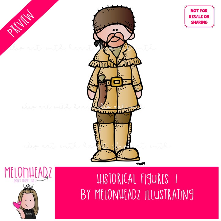 Historical Figures 1 clip art, Anne Frank, Ghandi COLORED Version - Image 2