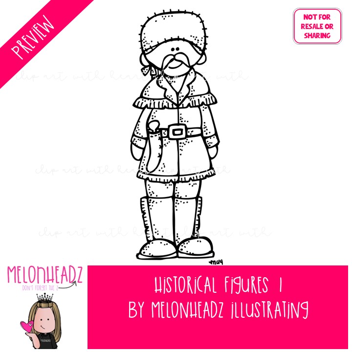 Historical Figures 1 clip art, Anne Frank, Ghandi BLACK AND WHITE - Image 2