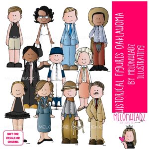 Historical Figures clip art, Oklahoma Edition, COLORED Version
