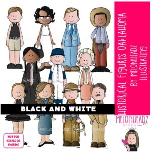 Historical Figures clip art, Oklahoma Edition BLACK AND WHITE