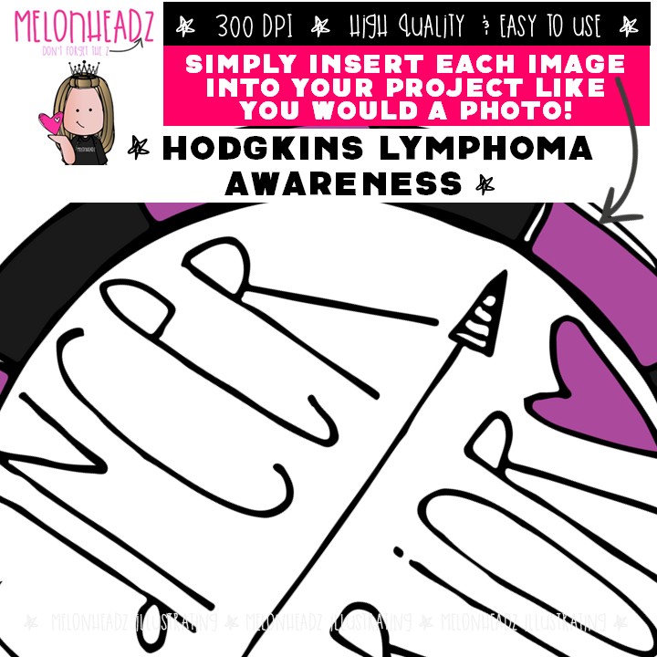 Hodgkins Lymphoma Awareness clip art, Cancer, ribbon Mini - Image 3