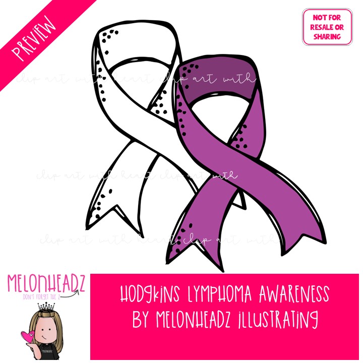 Hodgkins Lymphoma Awareness clip art, Cancer, ribbon Mini - Image 2