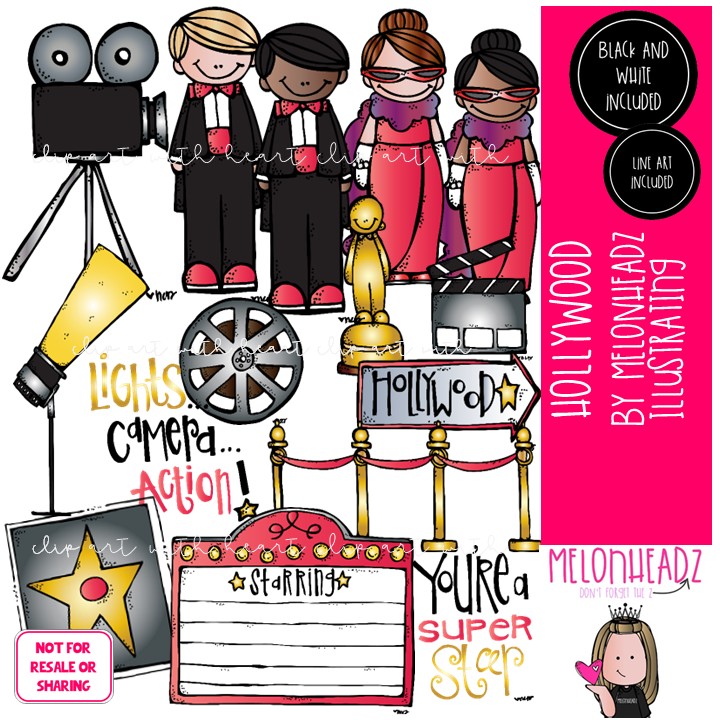 Hollywood clip art, red carpet, award COMBO PACK