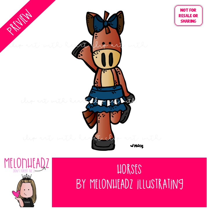 Horses clip art, standing, pony COLORED Version - Image 2