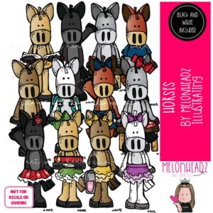 Horses clip art, standing, pony COMBO PACK