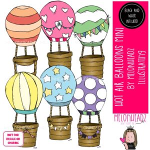Hot Air Balloons clip art, patterned, empty Mini