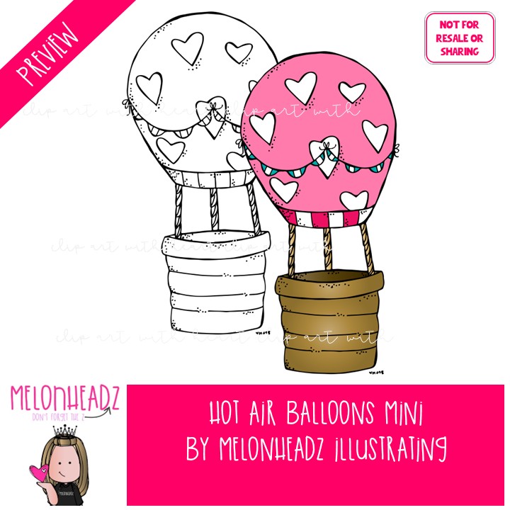 Hot Air Balloons clip art, patterned, empty Mini - Image 2
