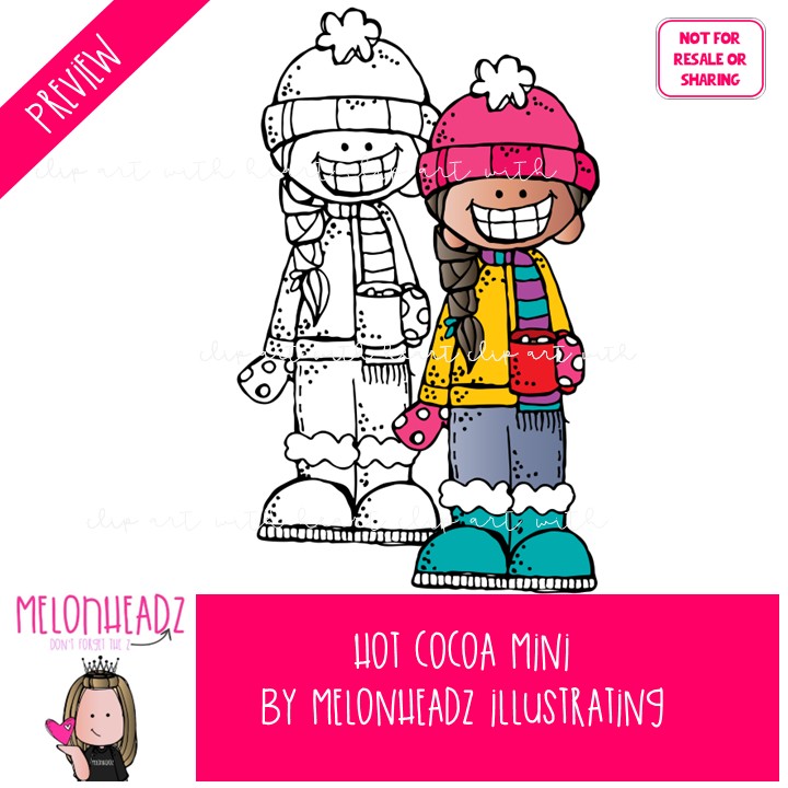 Hot Cocoa clip art, Winter clip art, Hot Chocolate clip art Mini - Image 2