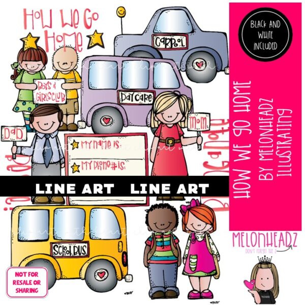 How we go home clip art, After School clip art LINE ART and BLACK AND ...