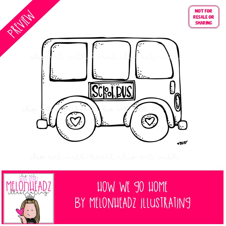 How we go home clip art, After School clip art LINE ART and BLACK AND WHITE - Image 2