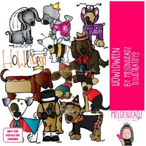 Howloween clip art, dogs, Halloween COLORED Version