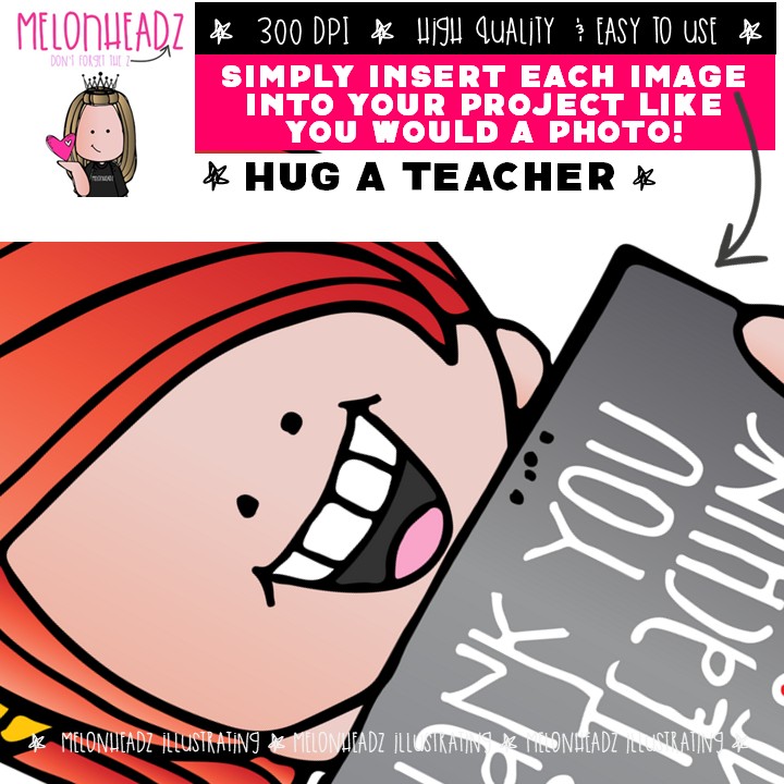 Hug a Teacher clip art, appreciation, apple COMBO PACK - Image 3