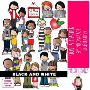 Hug a Teacher clip art. appreciation. apple BLACK AND WHITE
