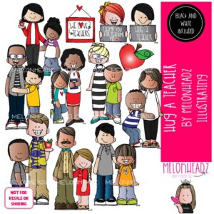 Hug a Teacher clip art, appreciation, apple COMBO PACK
