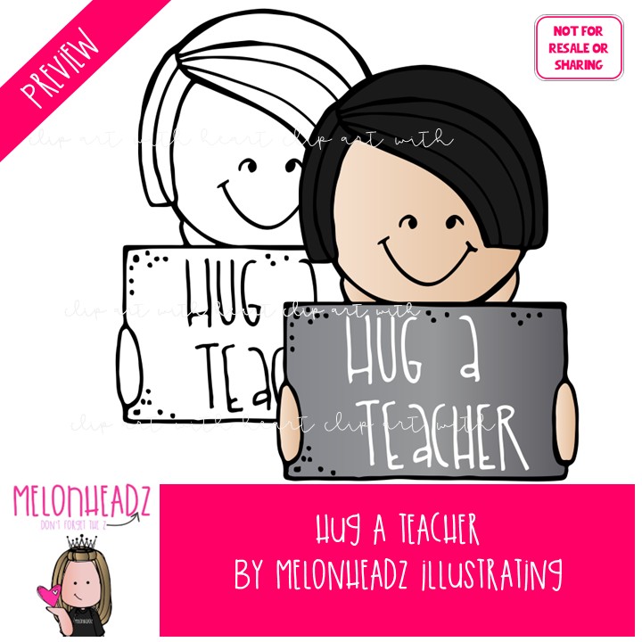 Hug a Teacher clip art, appreciation, apple COMBO PACK - Image 2
