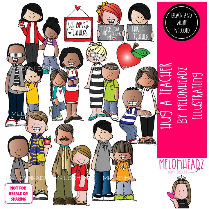Hug a Teacher clip art, appreciation, apple COMBO PACK