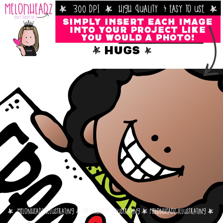 Hugs clip art, friends, love COLORED Version - Image 3