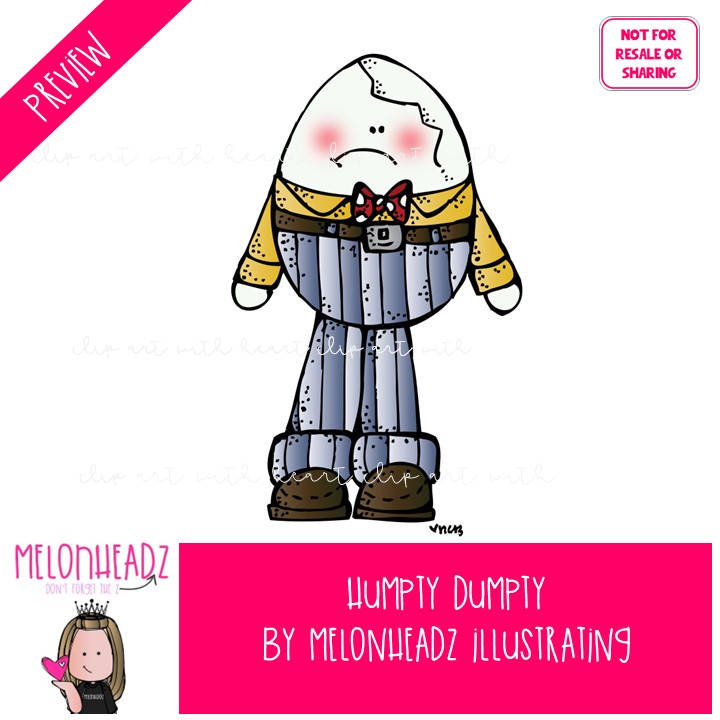 Humpty Dumpty clip art, literature, book companion COLORED Version - Image 2
