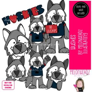 Huskies clip art, mascot, school spirit Mini