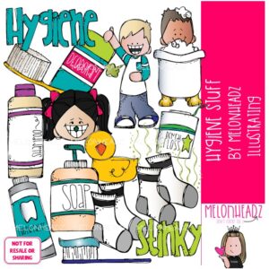 Hygiene clip art, dental, health COLORED Version