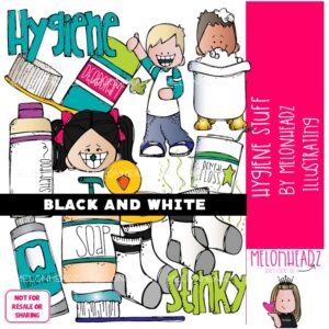 Hygiene clip art, dental, health BLACK AND WHITE