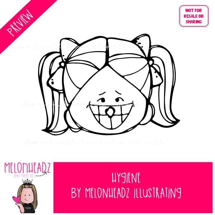 Hygiene clip art, dental, health BLACK AND WHITE - Image 2