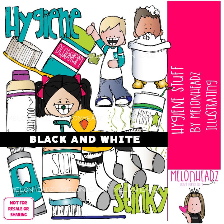 Hygiene clip art, dental, health BLACK AND WHITE