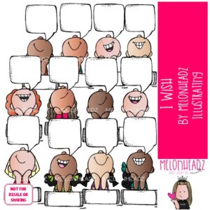 I Wish clip art, speech bubble, blank COLORED Version
