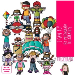 I can fly clip art, play, imagine COLORED Version