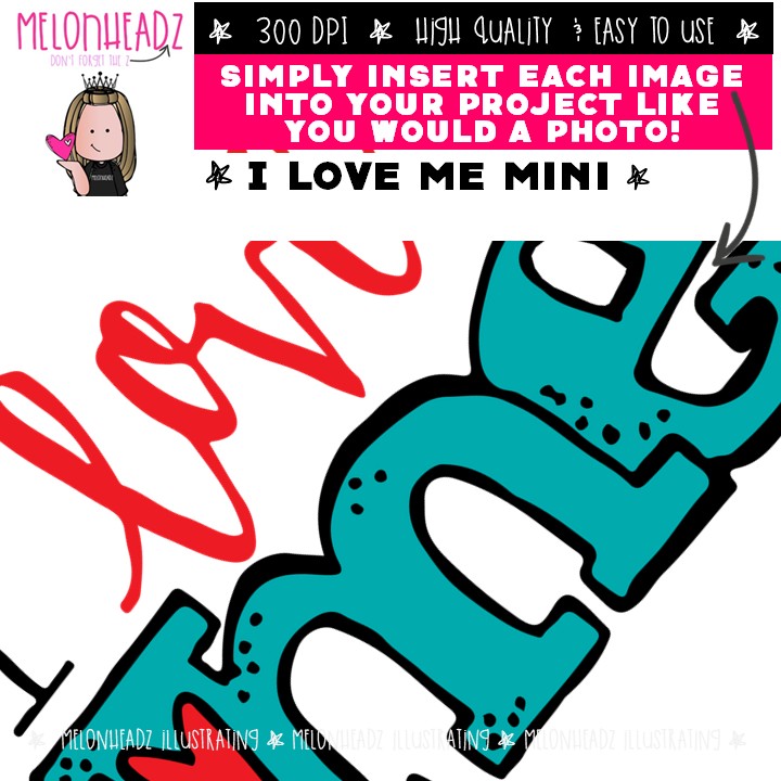 I Love Me clip art, Self Care, feelings Mini - Image 3