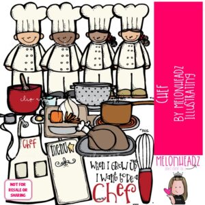 Chef clip art, cooking, career COLORED Version