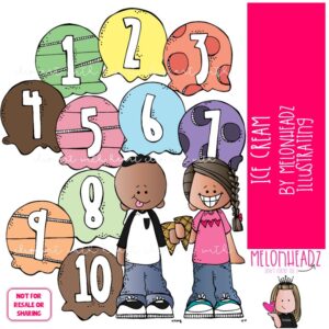 Ice Cream clip art, counting, sequence COLORED Version