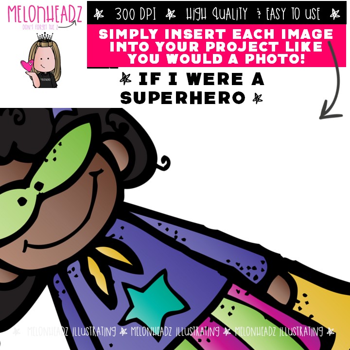 If I were a Superhero clip art / printable, template COMBO PACK - Image 3