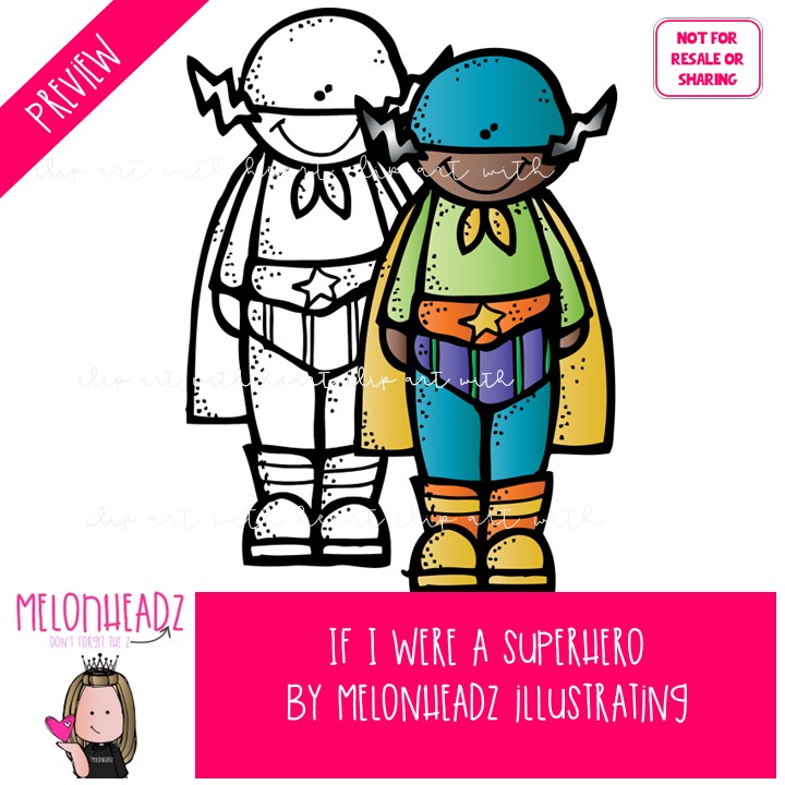 If I were a Superhero clip art / printable, template COMBO PACK - Image 2