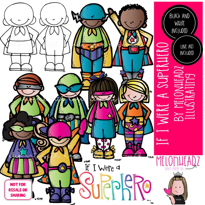 If I were a Superhero clip art / printable, template COMBO PACK