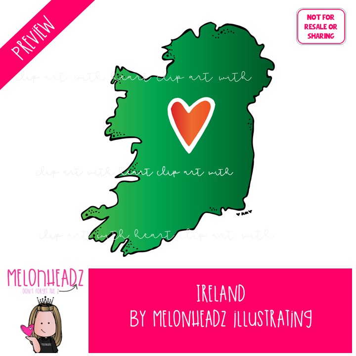 Ireland clip art, flag, shamrock COLORED Version - Image 2