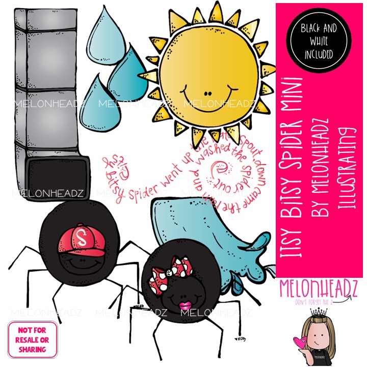 Itsy Bitsy Spider clip art, Nursery Rhyme clip art, Literature clip art Mini