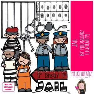 Jail clip art, police officer, community service COLORED Version
